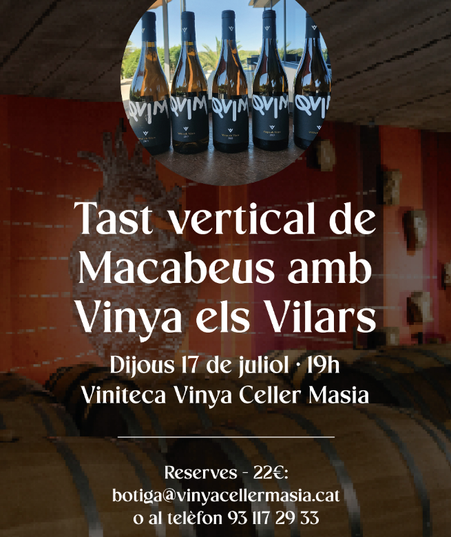 Descobreix l'evolució del nostre vi blanc Quim en un tast vertical exclusiu a la Vinoteca Vinya Celler Masia de Barcelona