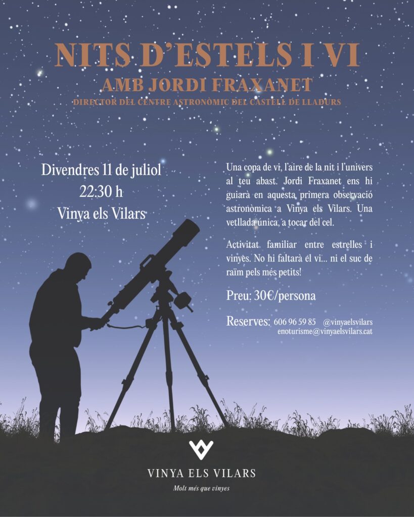Cuando el vino toca el cielo, vive una noche de estrellas y vino en Vinya els Vilars